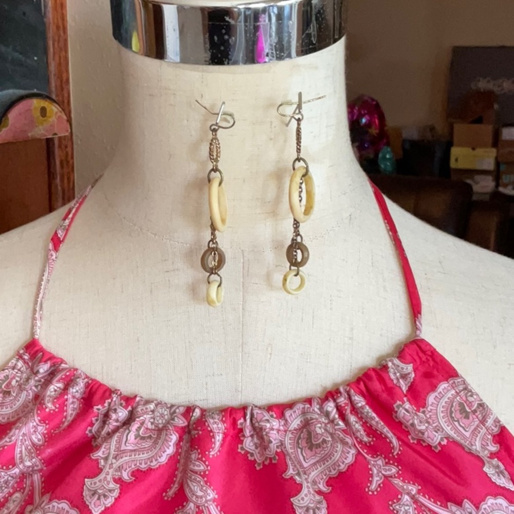 Cream & Tan Earrings, Preowned